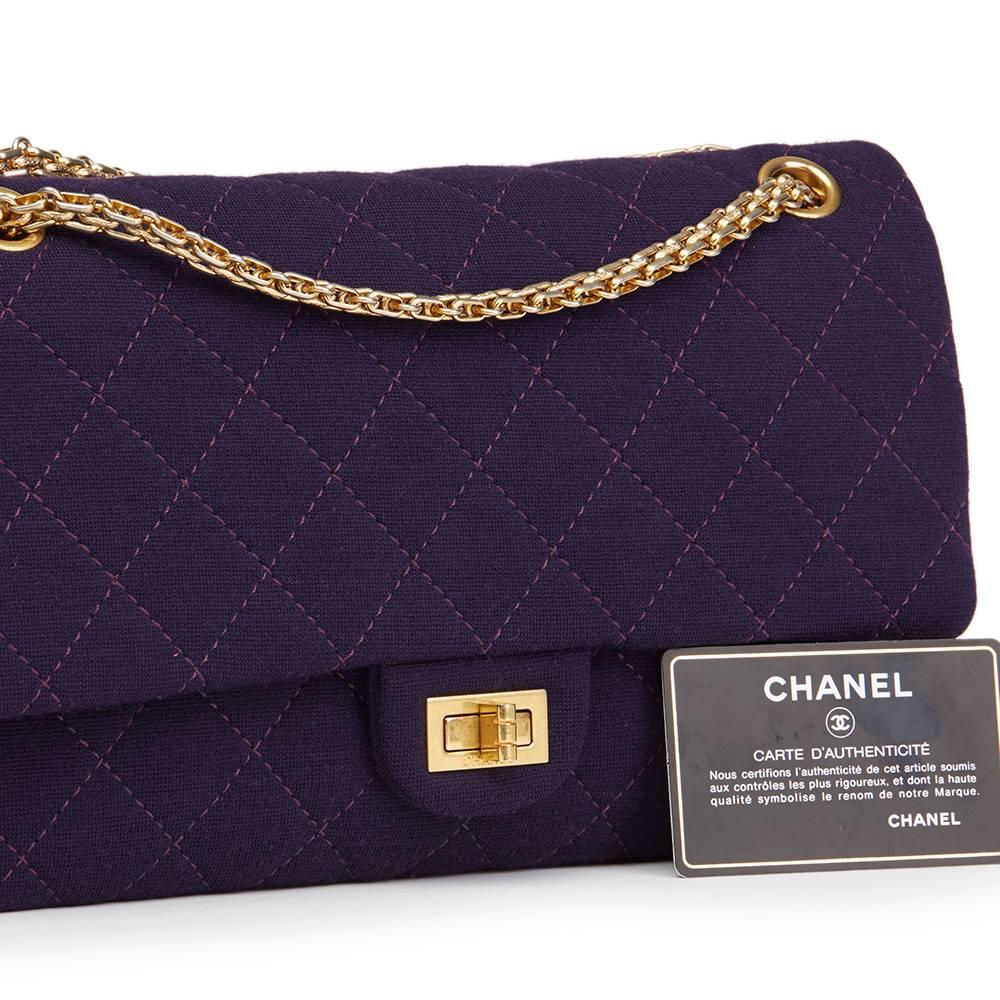 2013 Chanel Violet Quilted Jersey Fabric 2.55 Reissue 226 Double Flap Bag 2