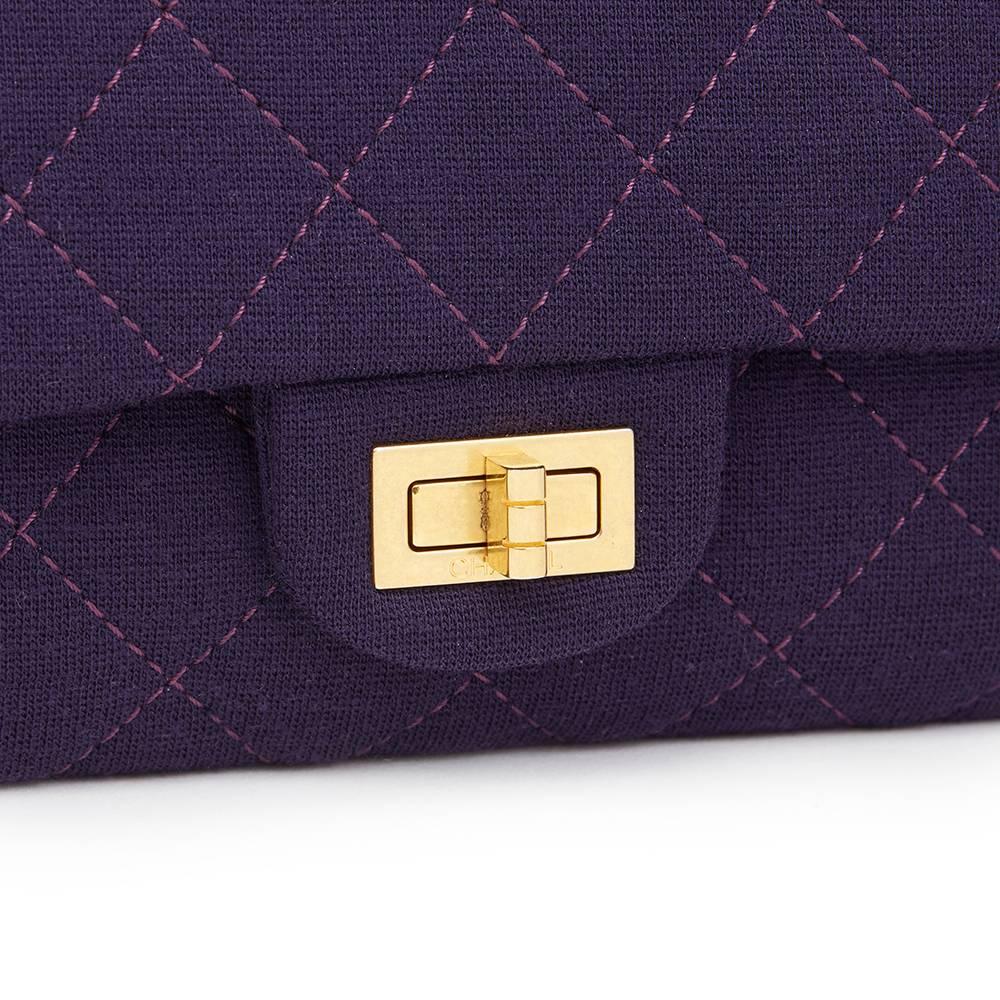 Black 2013 Chanel Violet Quilted Jersey Fabric 2.55 Reissue 226 Double Flap Bag