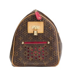 2006 Louis Vuitton Brown Coated Monogram Canvas Fuchsia Perforated Speedy 30