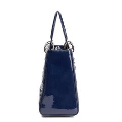 2009 Christian Dior Sapphire Blue Quilted Patent Leather Medium Lady Dior