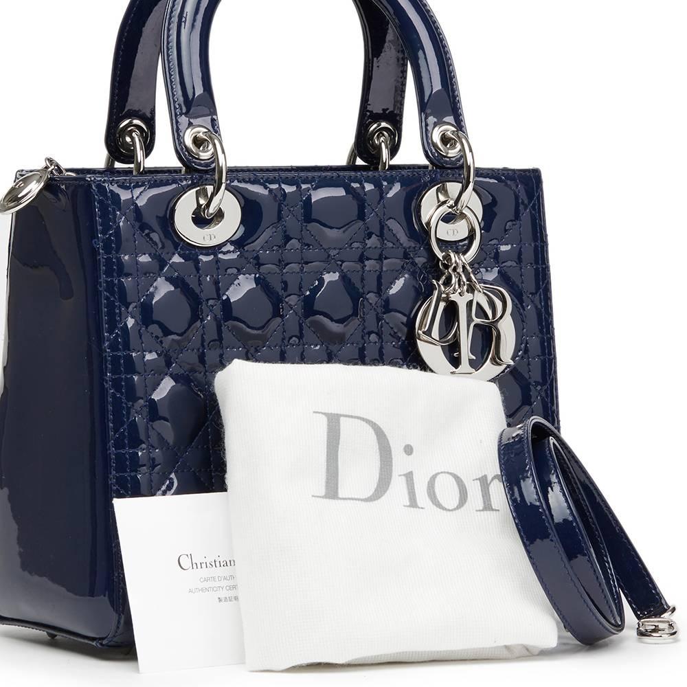 2009 Christian Dior Sapphire Blue Quilted Patent Leather Medium Lady Dior  1