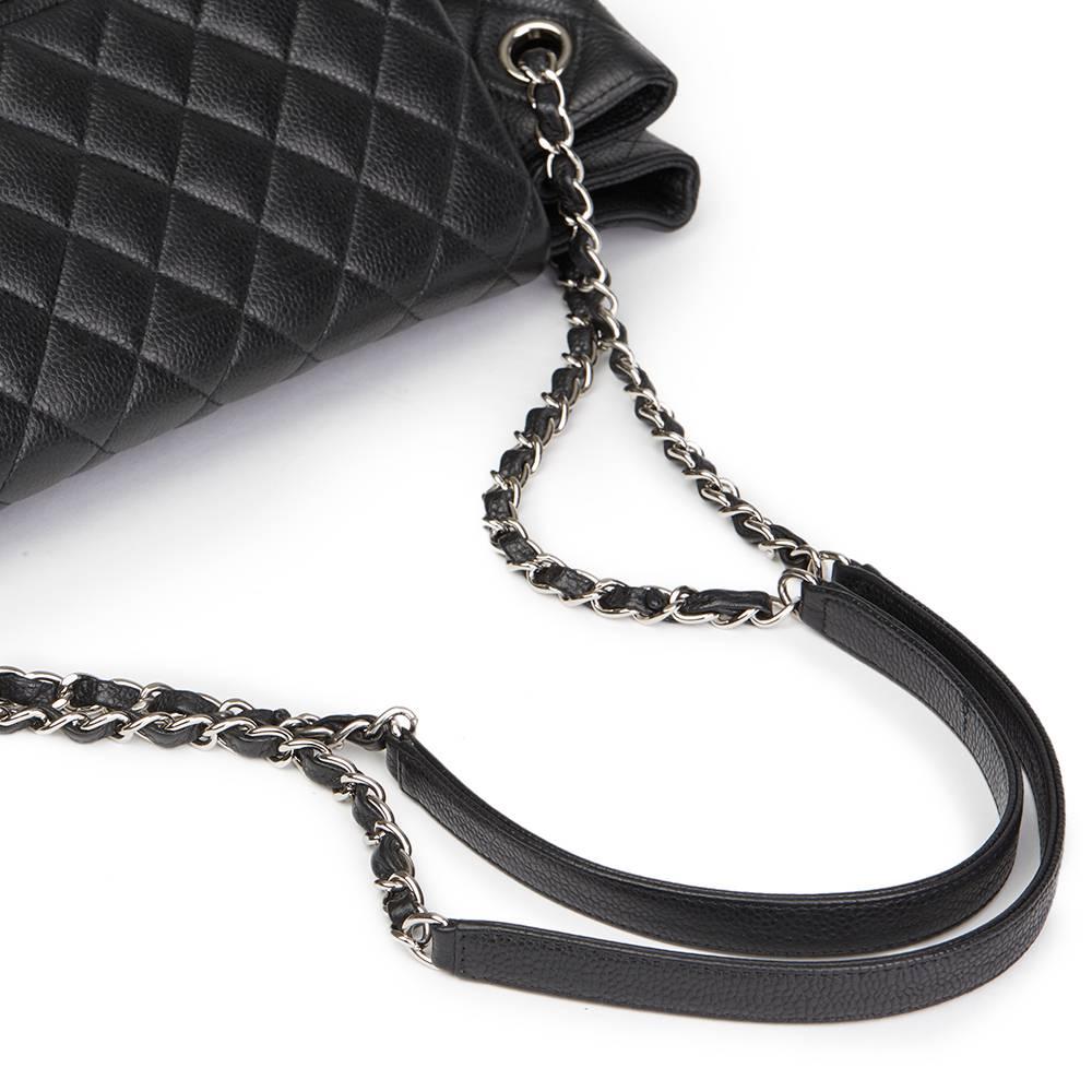 2014 Chanel Black Caviar Leather Classic Flap Shopping Tote  1
