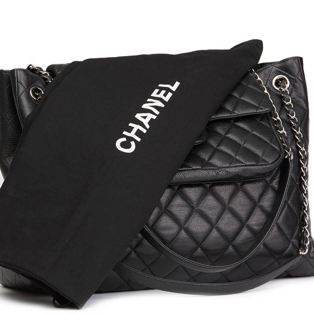 2014 Chanel Black Caviar Leather Classic Flap Shopping Tote  4