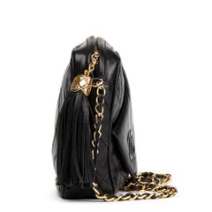 1990's Chanel Black Quilted Lambskin Vintage Tassel Camera Bag