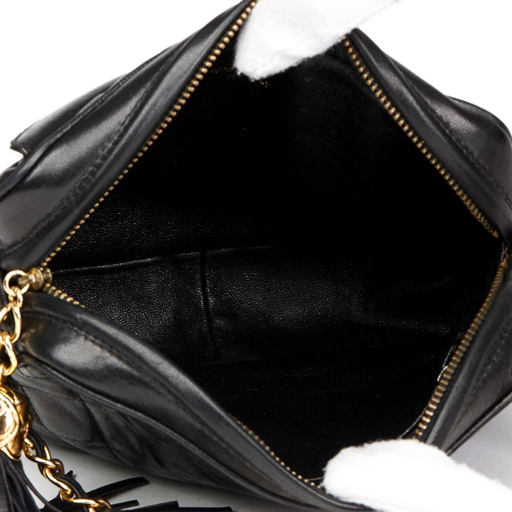 1990's Chanel Black Quilted Lambskin Vintage Tassel Camera Bag  4