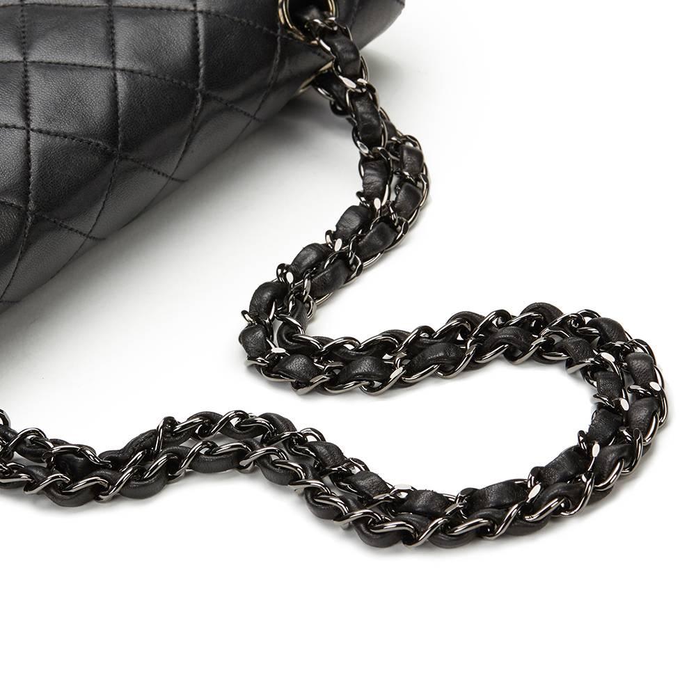 1996 Chanel Black Lambskin Vintage So Black Small Classic Double Flap Bag   5
