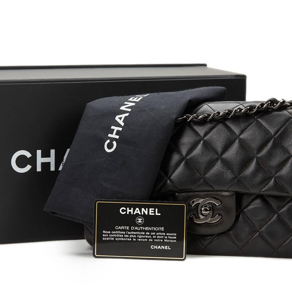 1996 Chanel Black Lambskin Vintage So Black Small Classic Double Flap Bag   6