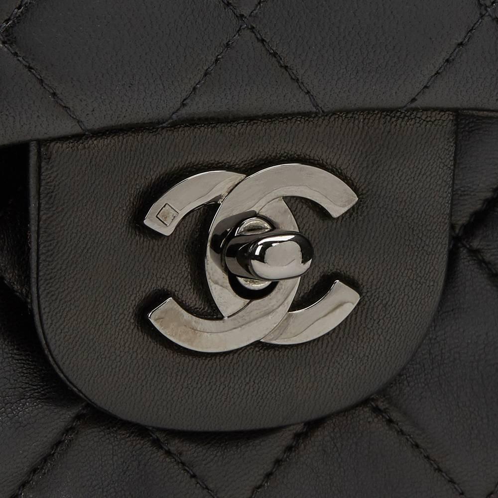 1996 Chanel Black Lambskin Vintage So Black Small Classic Double Flap Bag   1