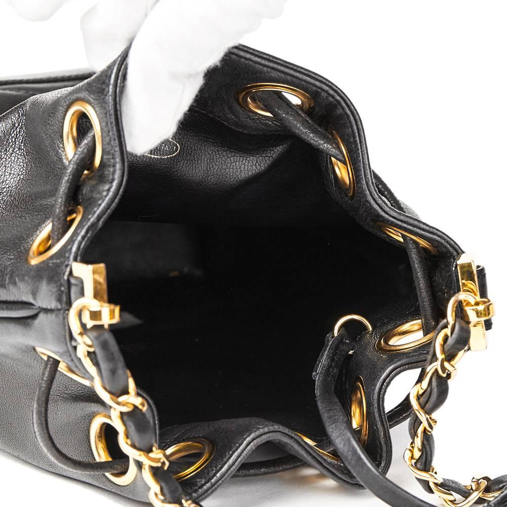 Women's 1996 Chanel Black Lambskin Vintage Mini Bucket Bag