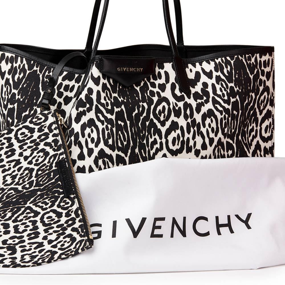 2011 Givenchy Black And White Leopard Print Canvas Large Antigona Tote 3