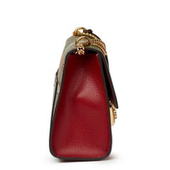 2017 Gucci Tian GG Supreme Canvas And Red Calfskin Leather Padlock Shoulder Bag