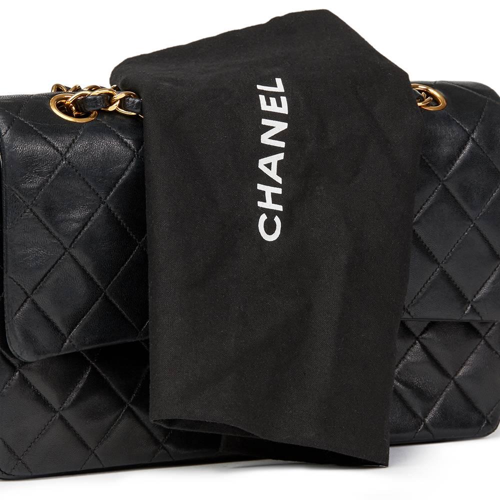 1990s Chanel Black Quilted Lambskin Vintage Medium Classic Double Flap Bag 5