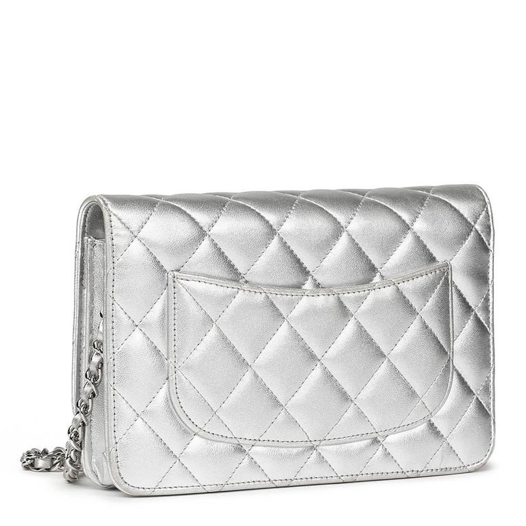 Chanel Silver Quilted Metallic Lambskin Wallet-On-Chain WOC, 2011 at  1stDibs