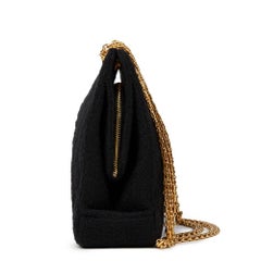 1990s Chanel Black Quilted Tweed Fabric Vintage Timeless Frame Bag