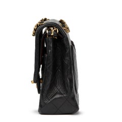 1990s Chanel Black Quilted Lambskin Vintage Medium Classic Double Flap Bag