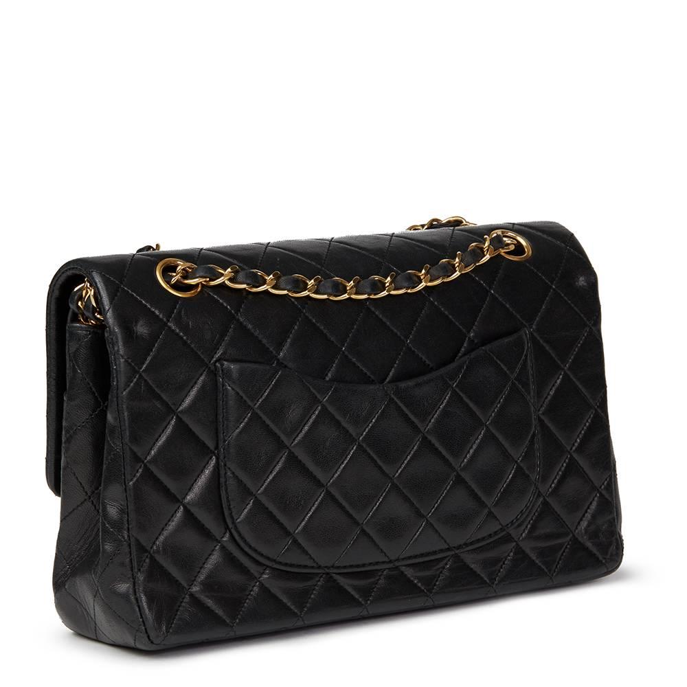 Women's or Men's 1990s Chanel Black Quilted Lambskin Vintage Medium Classic Double Flap Bag
