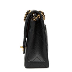 1980s Chanel Black Quilted Lambskin Vintage Medium Classic Double Flap Bag