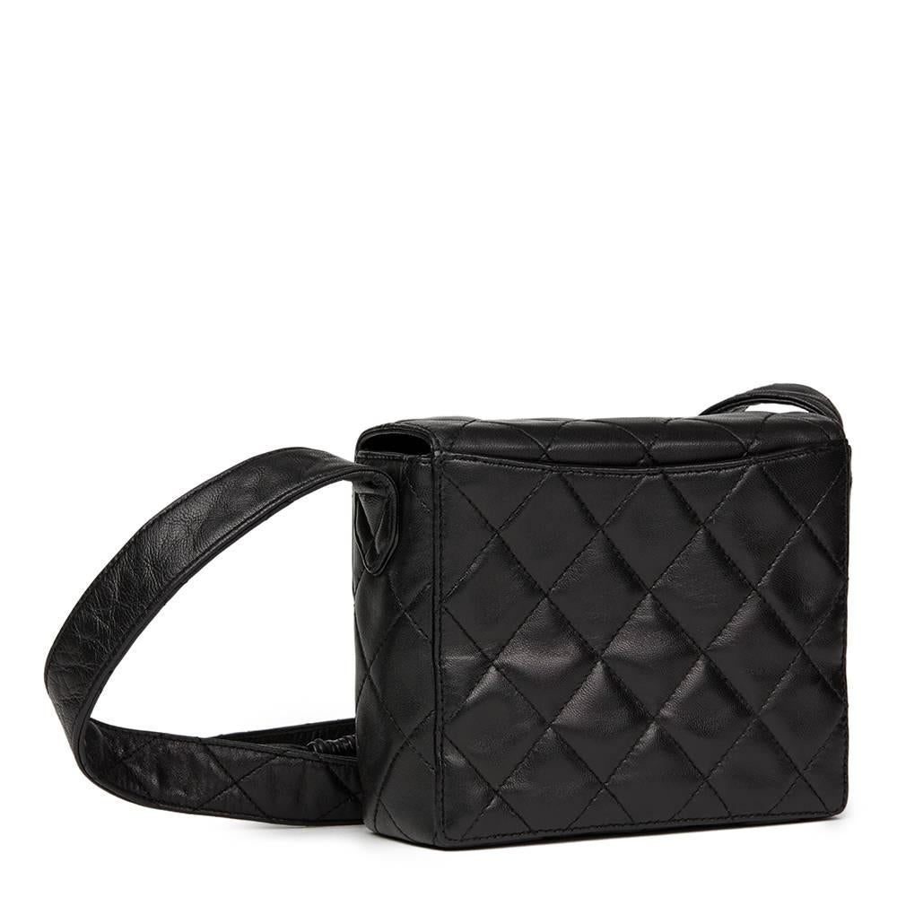 Women's 1990s Chanel Black Quilted Lambskin Vintage Mini Flap Bag