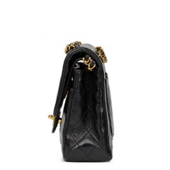 1990s Chanel Black Quilted Lambskin Vintage Medium Classic Double Flap Bag