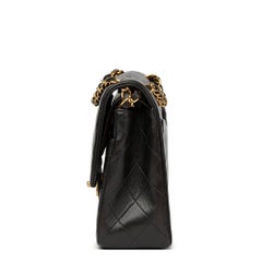 1990s Chanel Black Quilted Lambskin Vintage Medium Classic Double Flap Bag