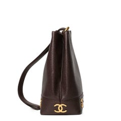 1990s Chanel Brown Caviar Leather Vintage Bucket Bag