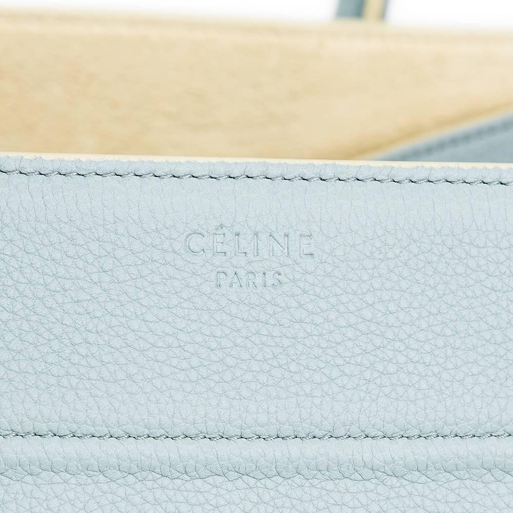 Women's 2017 Celine Cloud Blue Calfskin Leather Medium Phantom Luggage Tote 