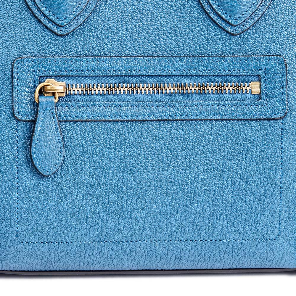 2015 Celine Sea Blue Chevre Goatskin Leather Micro Luggage Tote  1