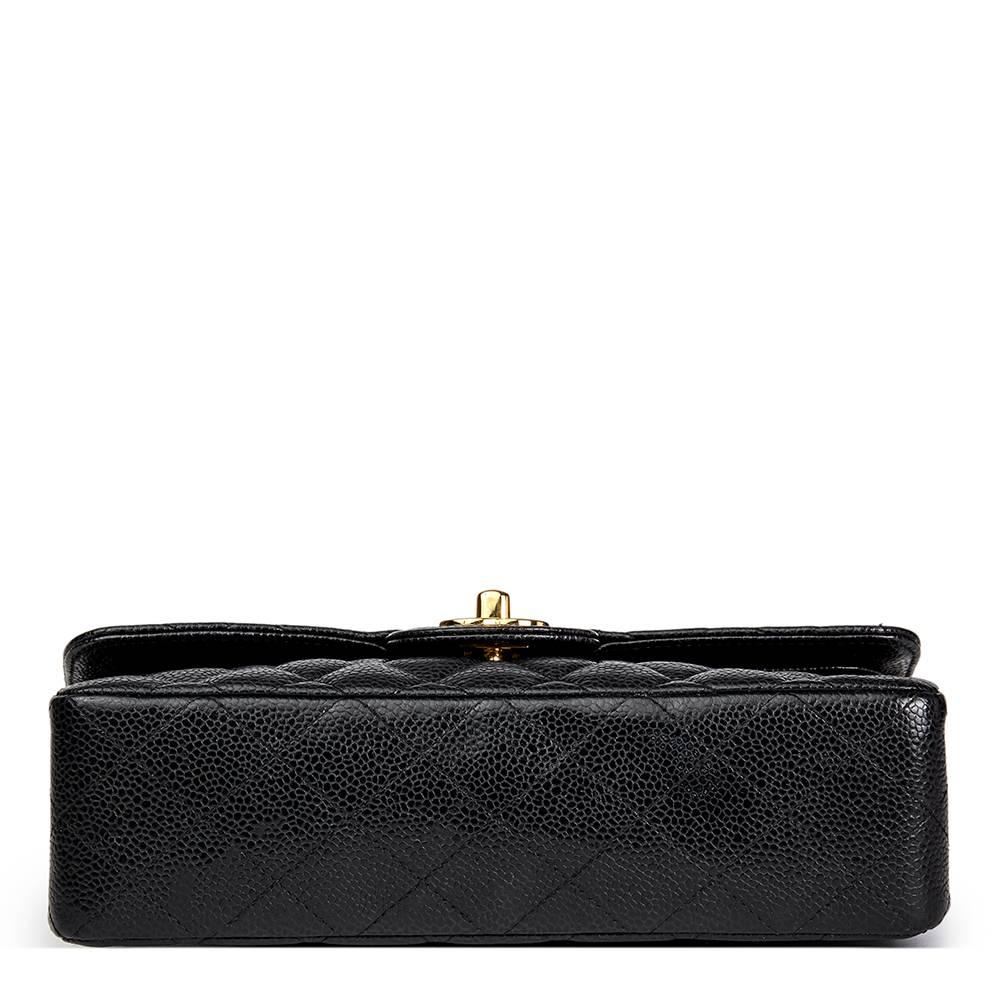 Women's 2009 Chanel Black Quilted Caviar Leather Small Classic Double Flap 