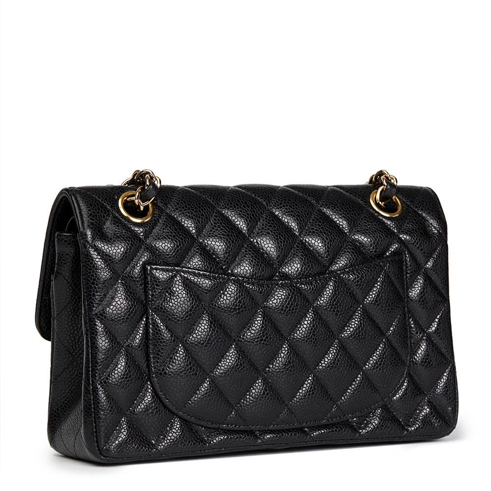 2009 Chanel Black Quilted Caviar Leather Small Classic Double Flap  In Excellent Condition In Bishop's Stortford, Hertfordshire