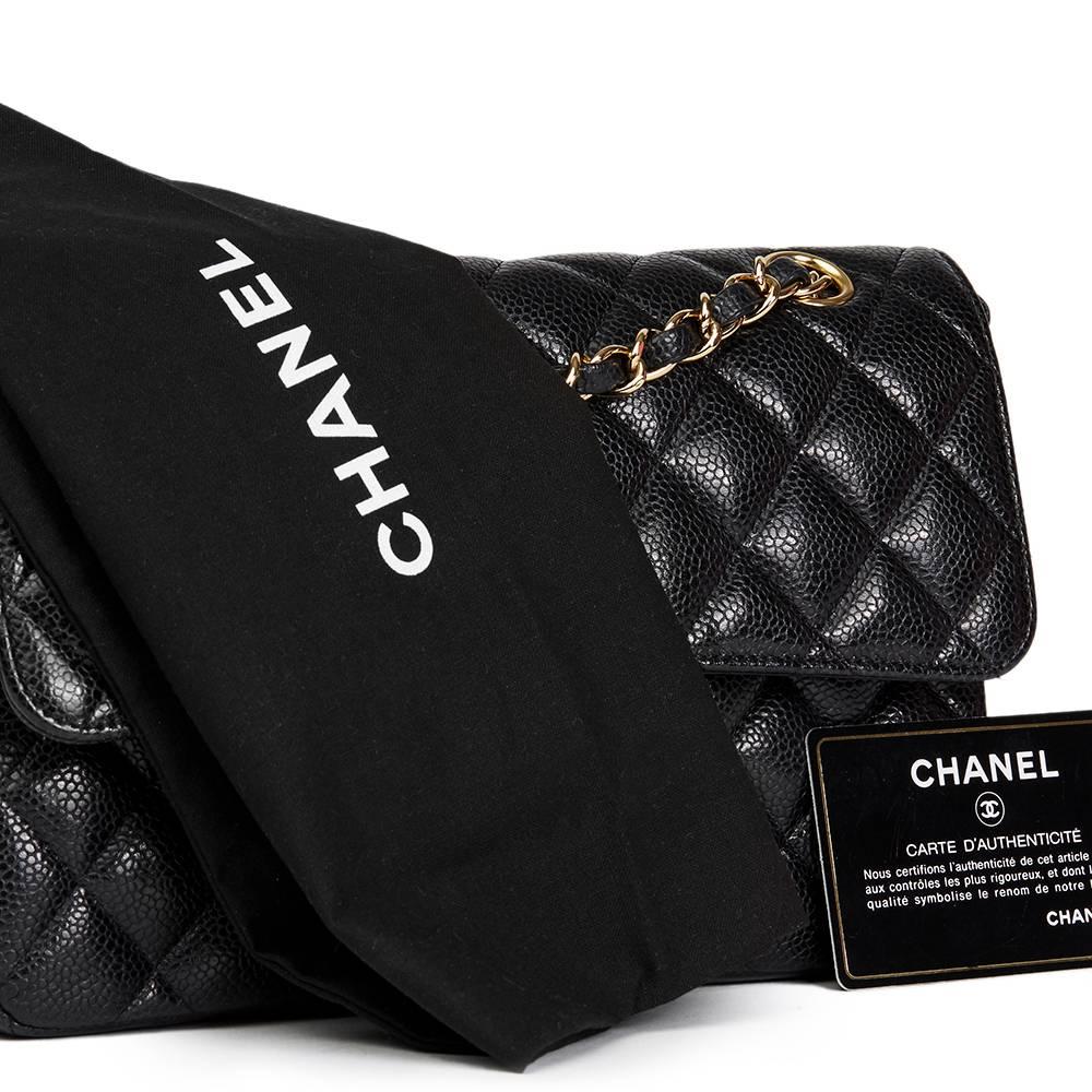 2009 Chanel Black Quilted Caviar Leather Small Classic Double Flap  5