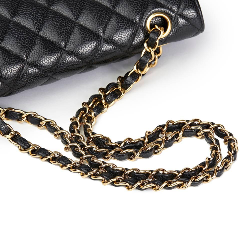 2009 Chanel Black Quilted Caviar Leather Small Classic Double Flap  2