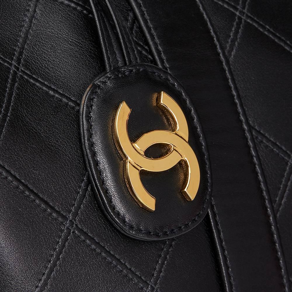 1995 Chanel Black Quilted Lambskin Vintage Boston Bag  1