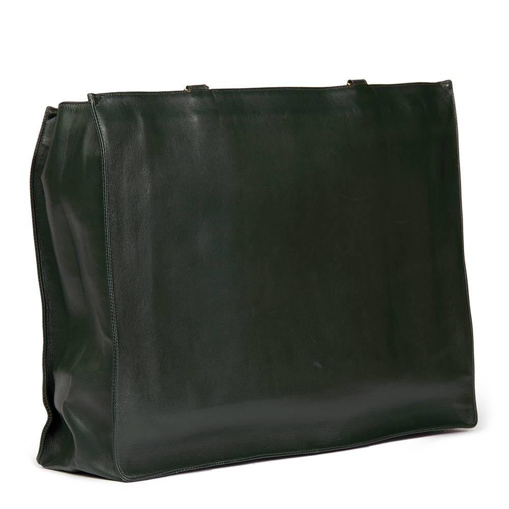 Black 1994 Chanel Green Lambskin Vintage Timeless Shoulder Tote 