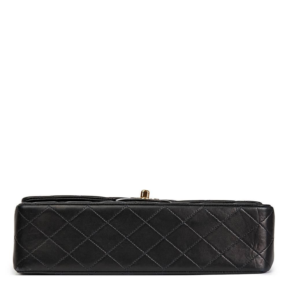 Women's Chanel Black Quilted Lambskin Vintage Medium Classic Double Flap