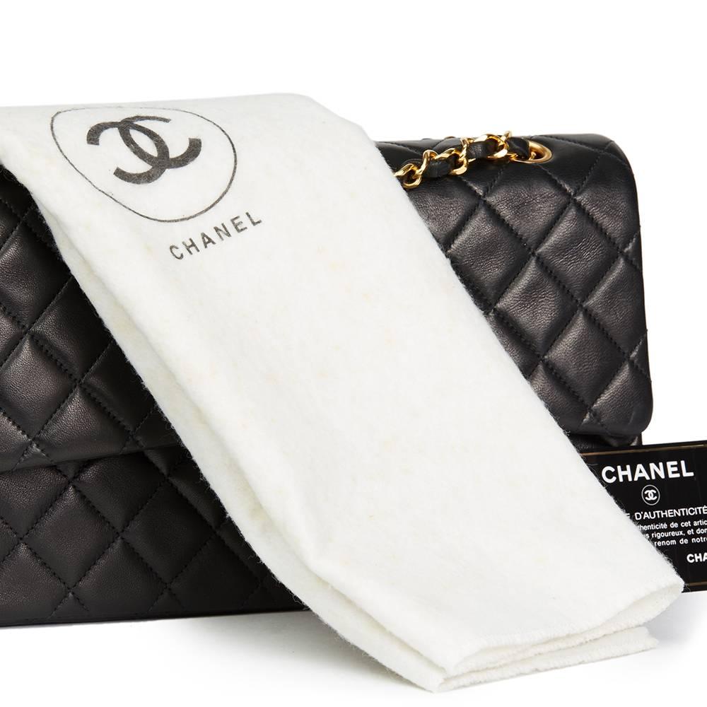 Chanel Black Quilted Lambskin Vintage Medium Classic Double Flap 5