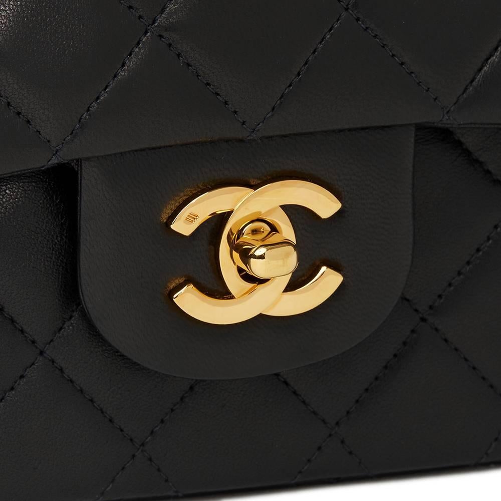 Chanel Black Quilted Lambskin Vintage Medium Classic Double Flap 4