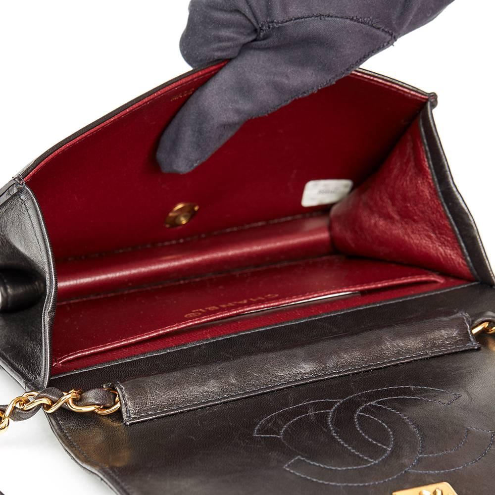 1995 Chanel Black Lambskin Leather Vintage Mini Flap Bag 1