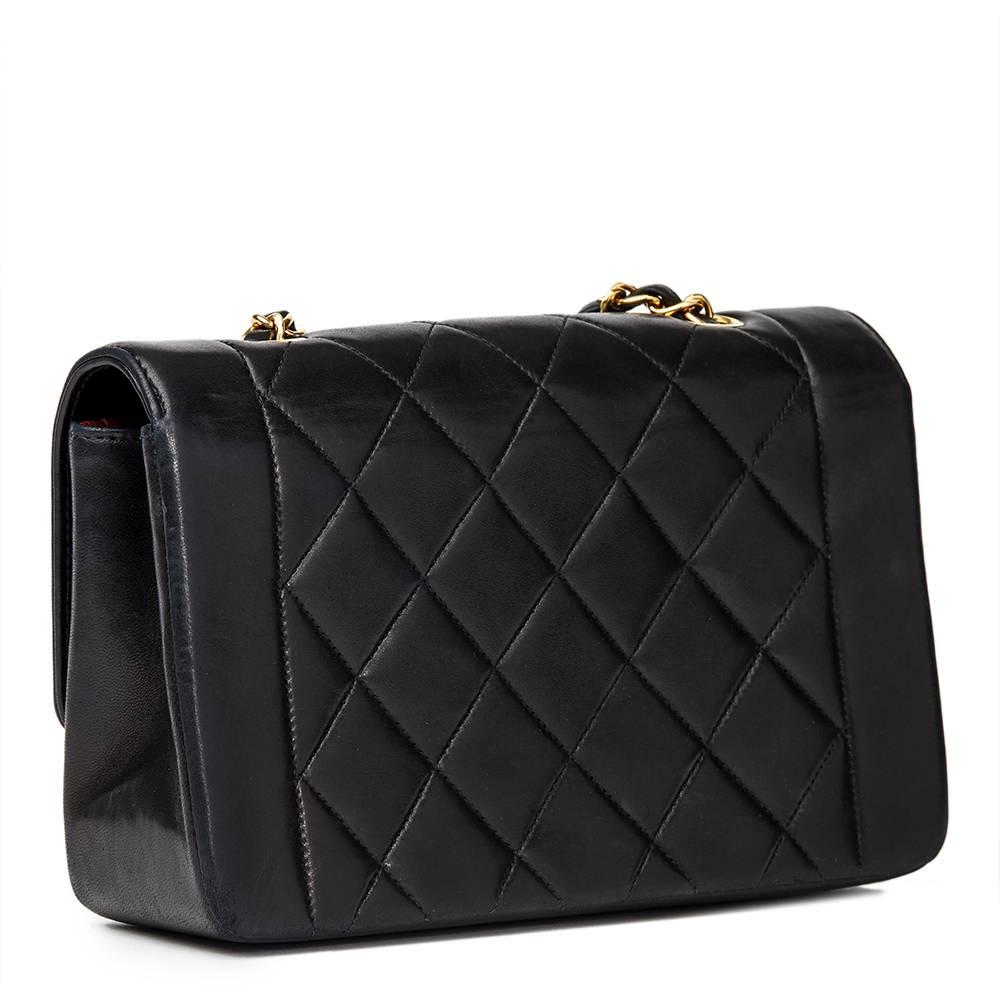 1991 Chanel Black Quilted Lambskin Vintage Small Classic Double Flap Bag  In Good Condition In Bishop's Stortford, Hertfordshire