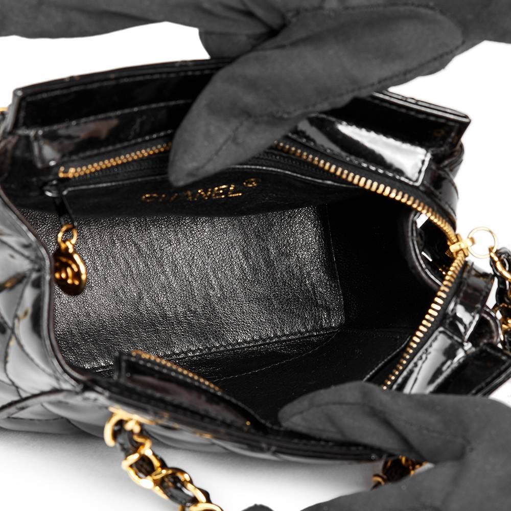 1994 Chanel Black Patent Leather Vintage Timeless Shoulder Bag 4