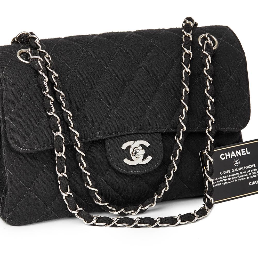 Chanel Black Jersey Vintage Double Sided Medium Classic Double Flap Bag, 1996  5