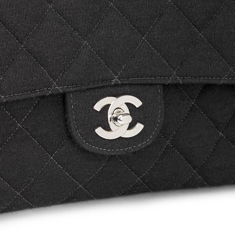 Chanel Black Jersey Vintage Double Sided Medium Classic Double Flap Bag, 1996  1