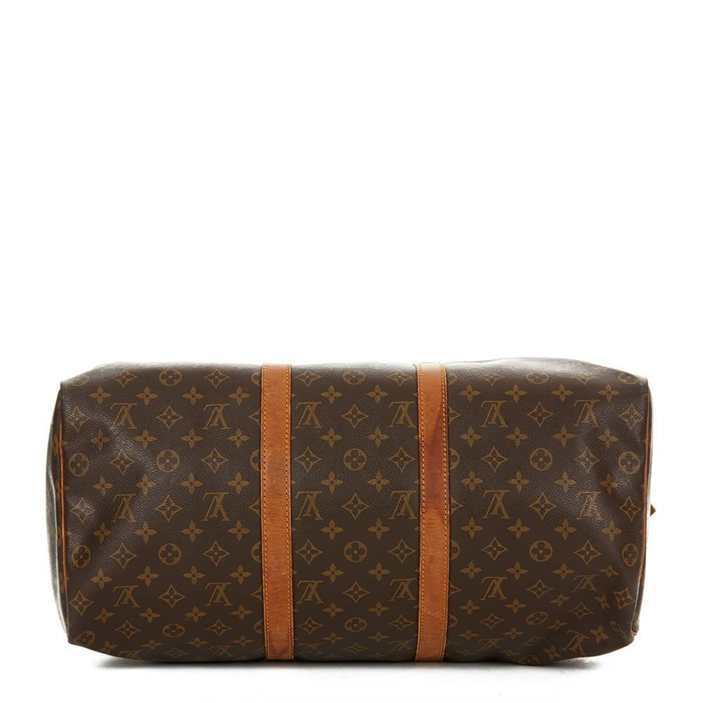 Women's or Men's Louis Vuitton Brown Coated Monogram Canvas Vintage Keepall 50 