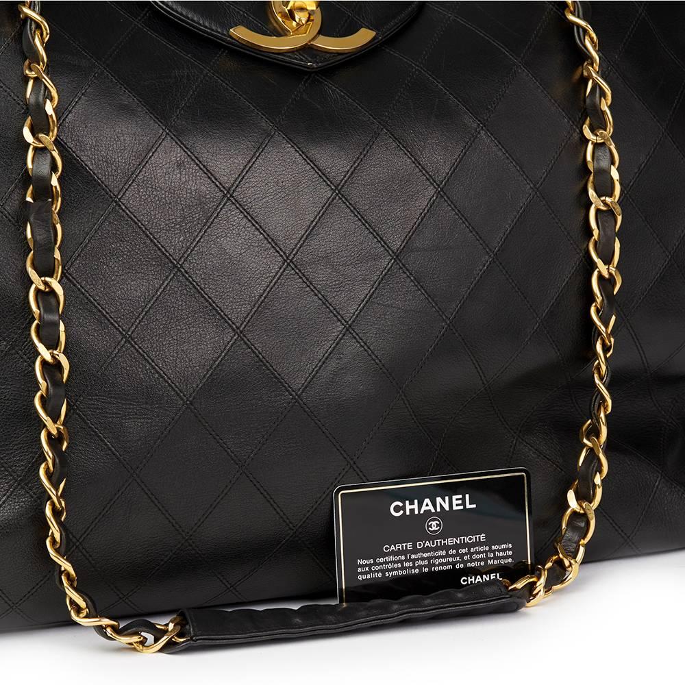 Chanel Black Quilted Lambskin Vintage Jumbo Supermodel Tote, 1990s   4