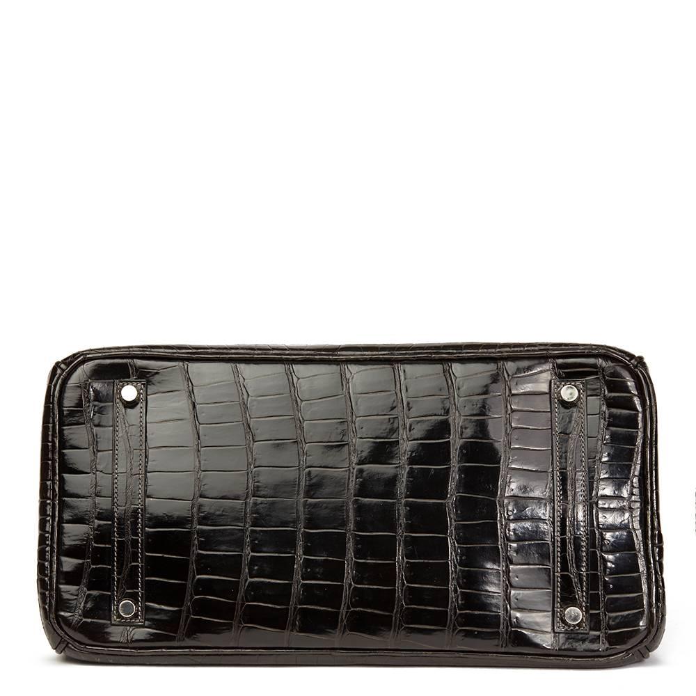 Black Hermes Graphite Porosus Crocodile Leather Birkin 35cm