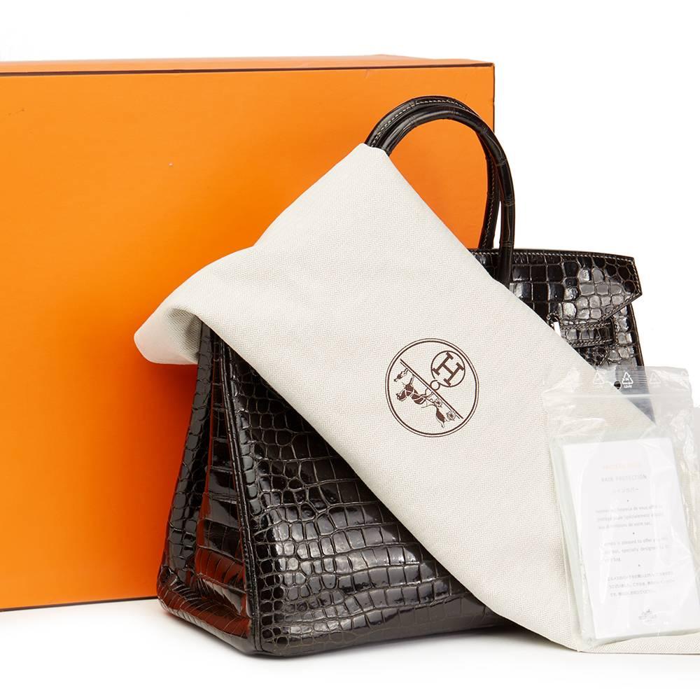 Hermes Graphite Porosus Crocodile Leather Birkin 35cm 3