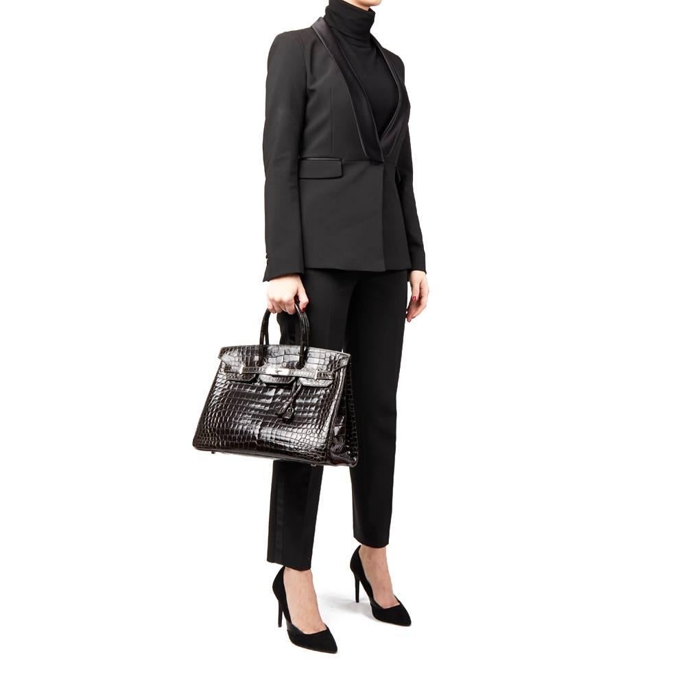 Hermes Graphite Porosus Crocodile Leather Birkin 35cm 4