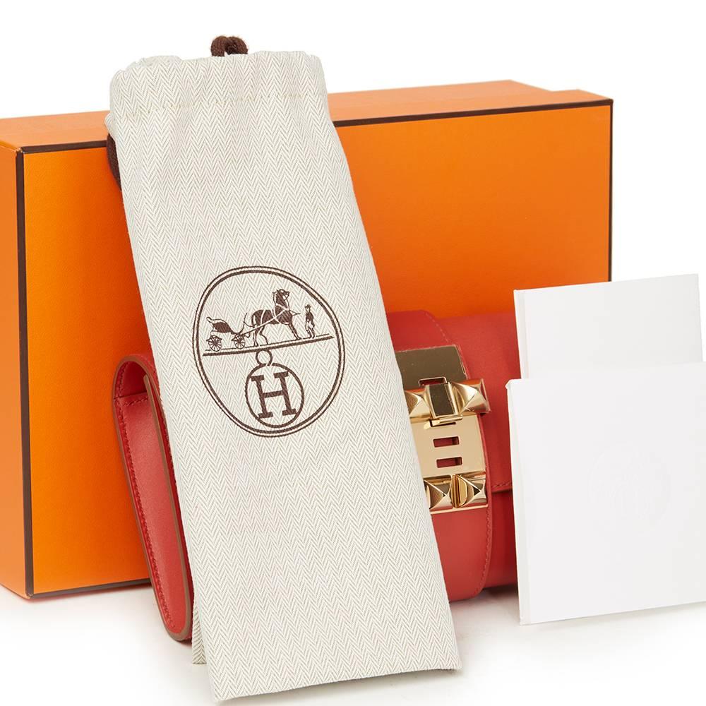 Hermes Sanguine Tadelakt Leather Medor 23 Clutch 2