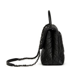 Chanel Black Quilted Caviar Leather Large Coco Handle