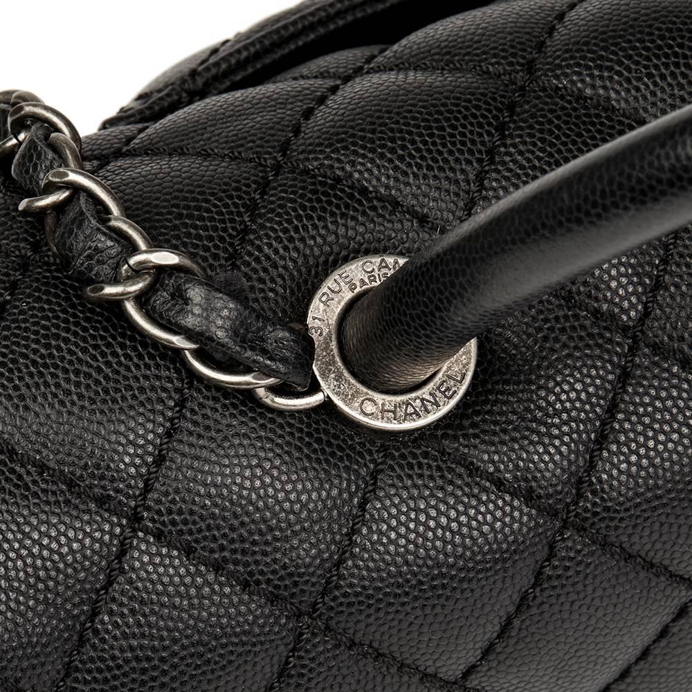Chanel Black Quilted Caviar Leather Large Coco Handle 3