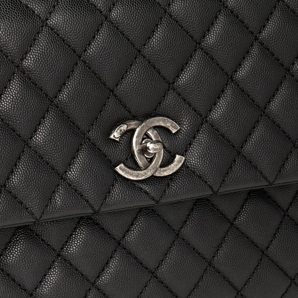 Chanel Black Quilted Caviar Leather Large Coco Handle 2